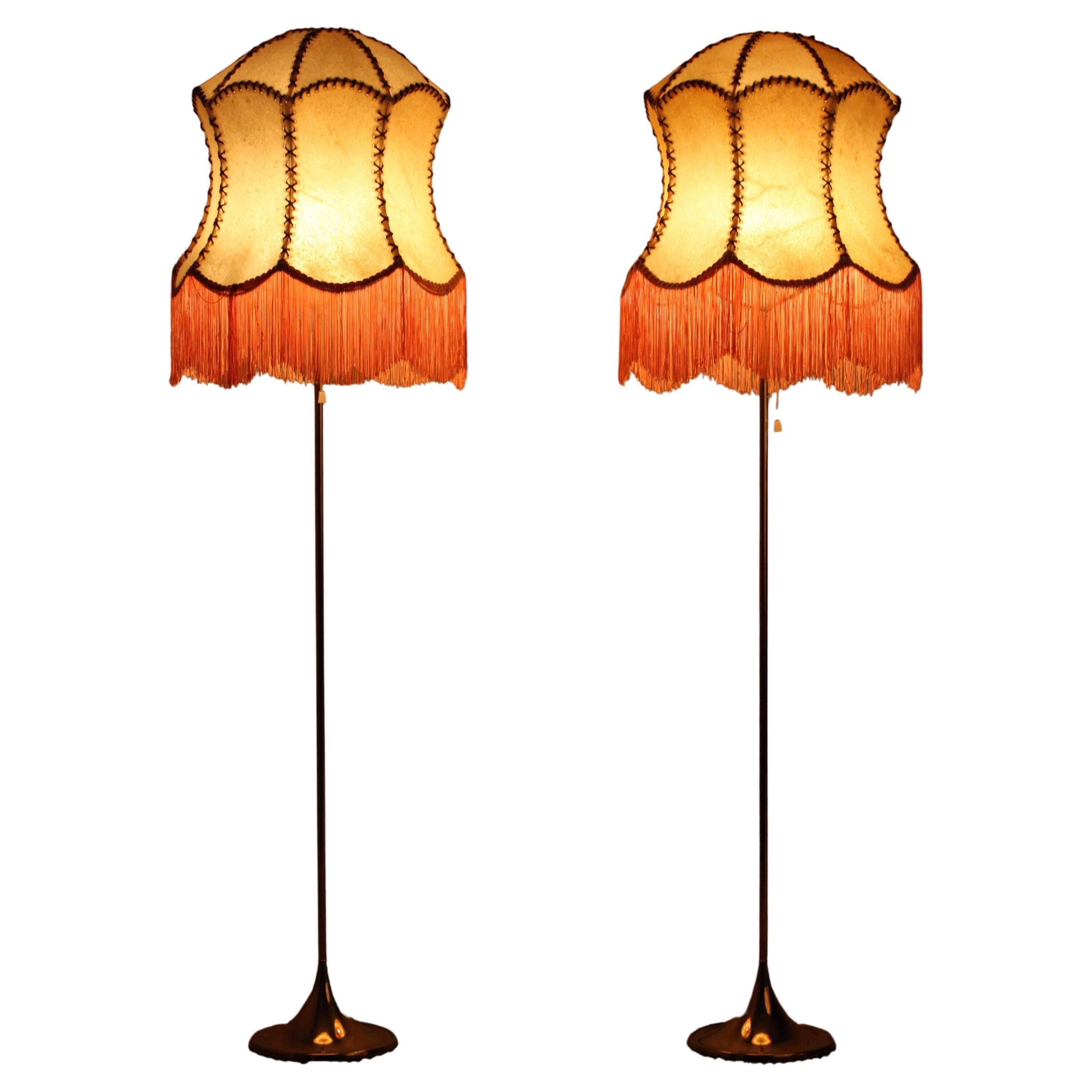 Pair of Bergboms floor lamps, G-024, brass, modern Scandinavian / mid-century style.
