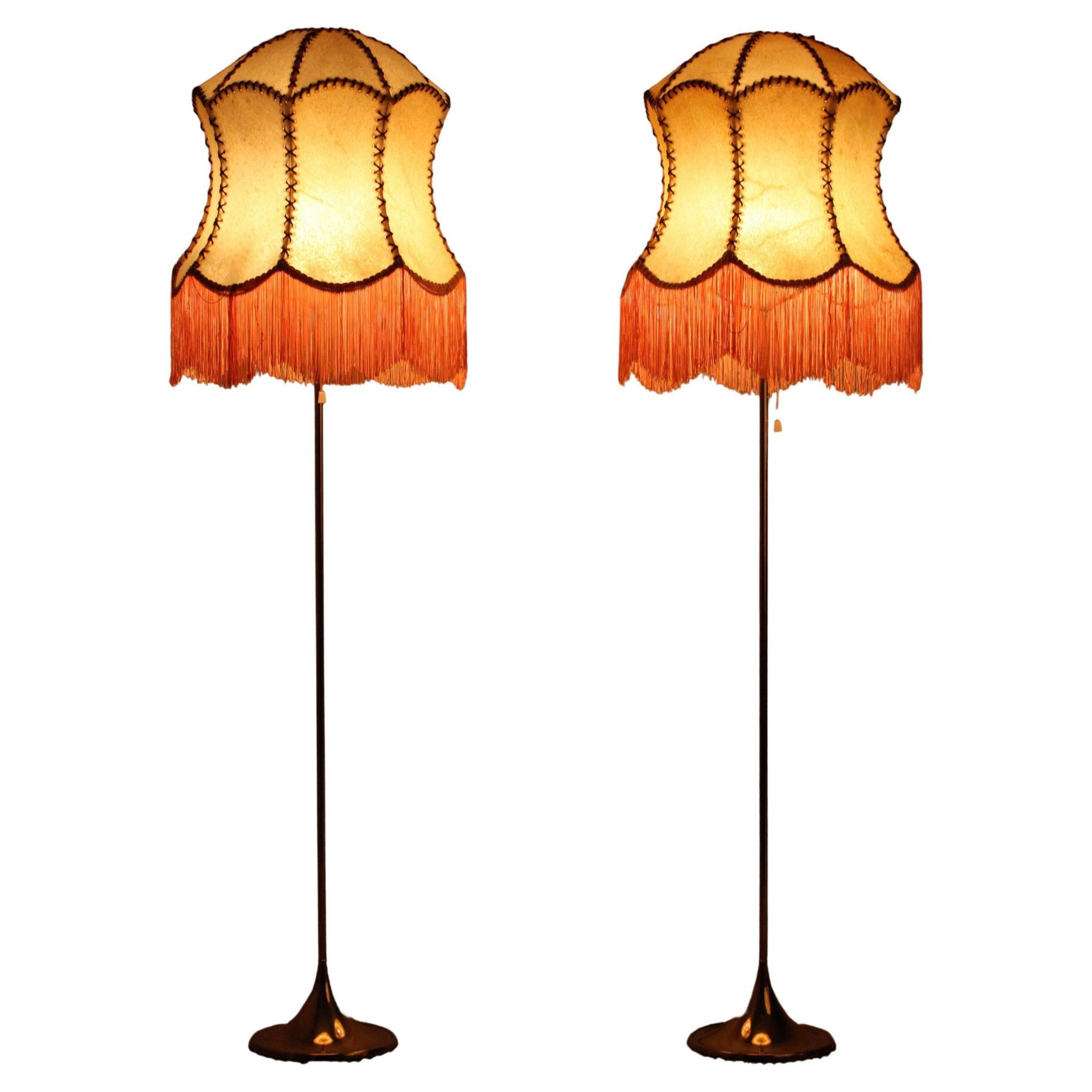 Pair of Bergboms floor lamps, G-024, brass, modern Scandinavian / mid-century style.