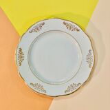 9 plates in white and gold porcelain