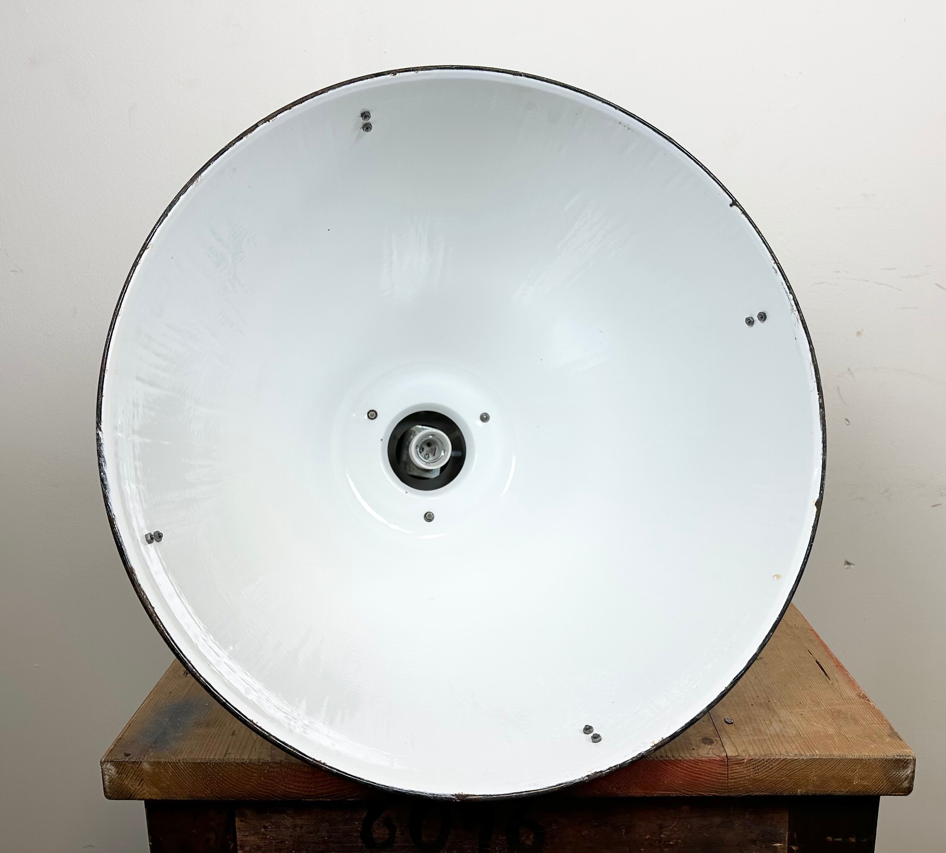 Industrial black enamel pendant lamp from Elektrosvit 1960s