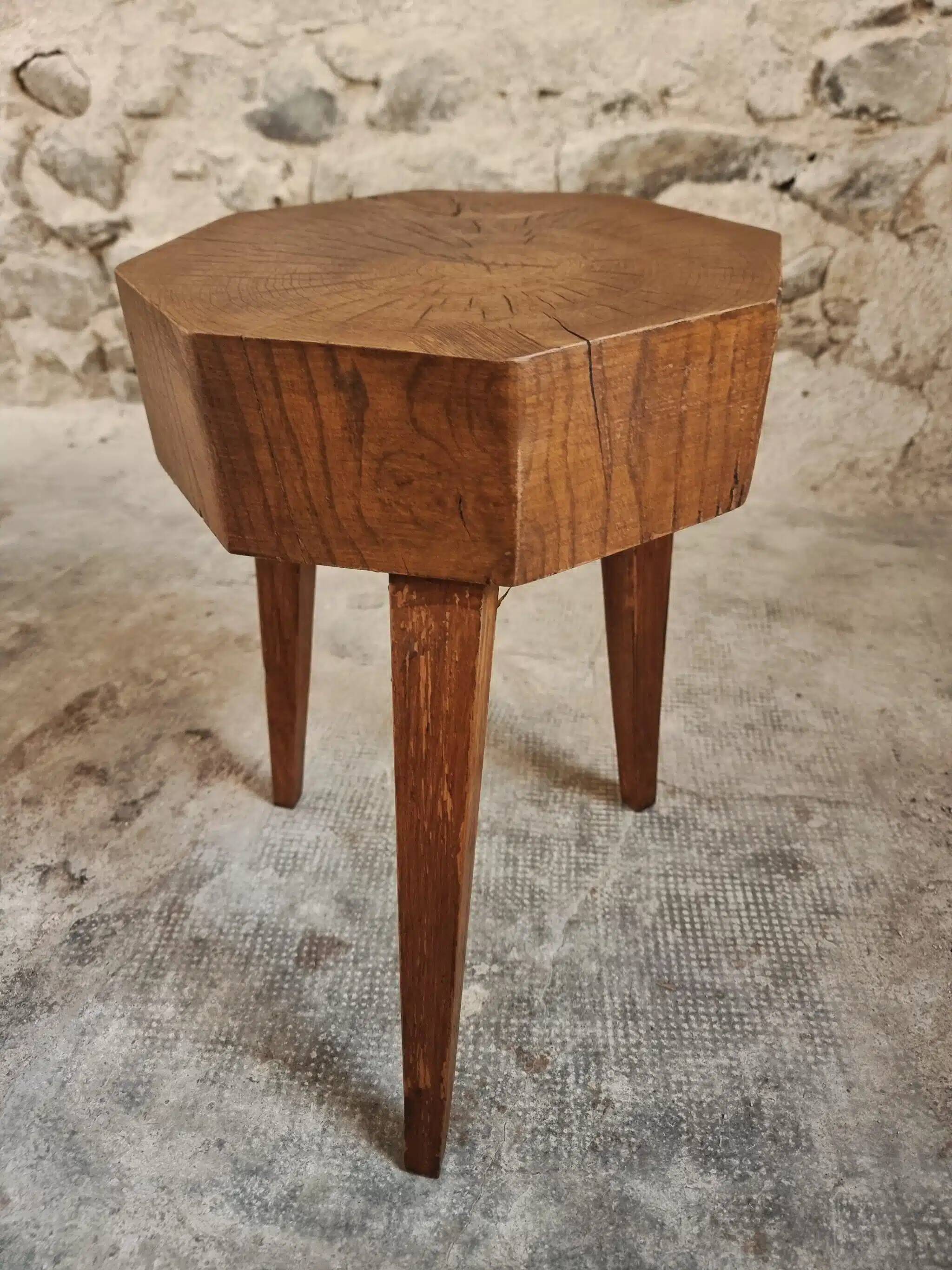 Vintage Oak Stool – Solid Oak Seat – Rustic 1960s Crafts – 31×31×50 cm