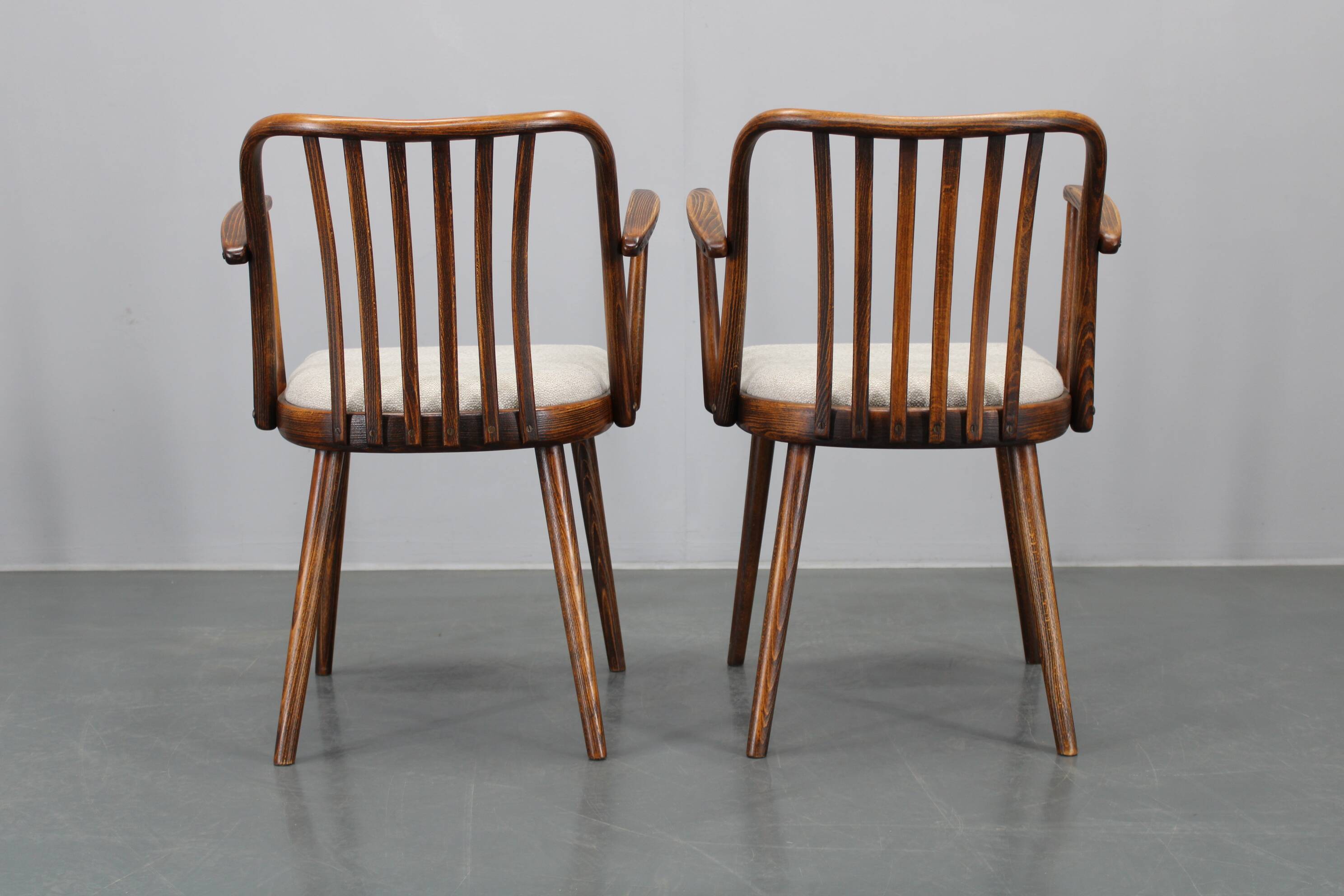 1960s Antonin Suman Set of Six Beech Dining Chairs, Restored