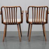 1960s Antonin Suman Set of Six Beech Dining Chairs, Restored