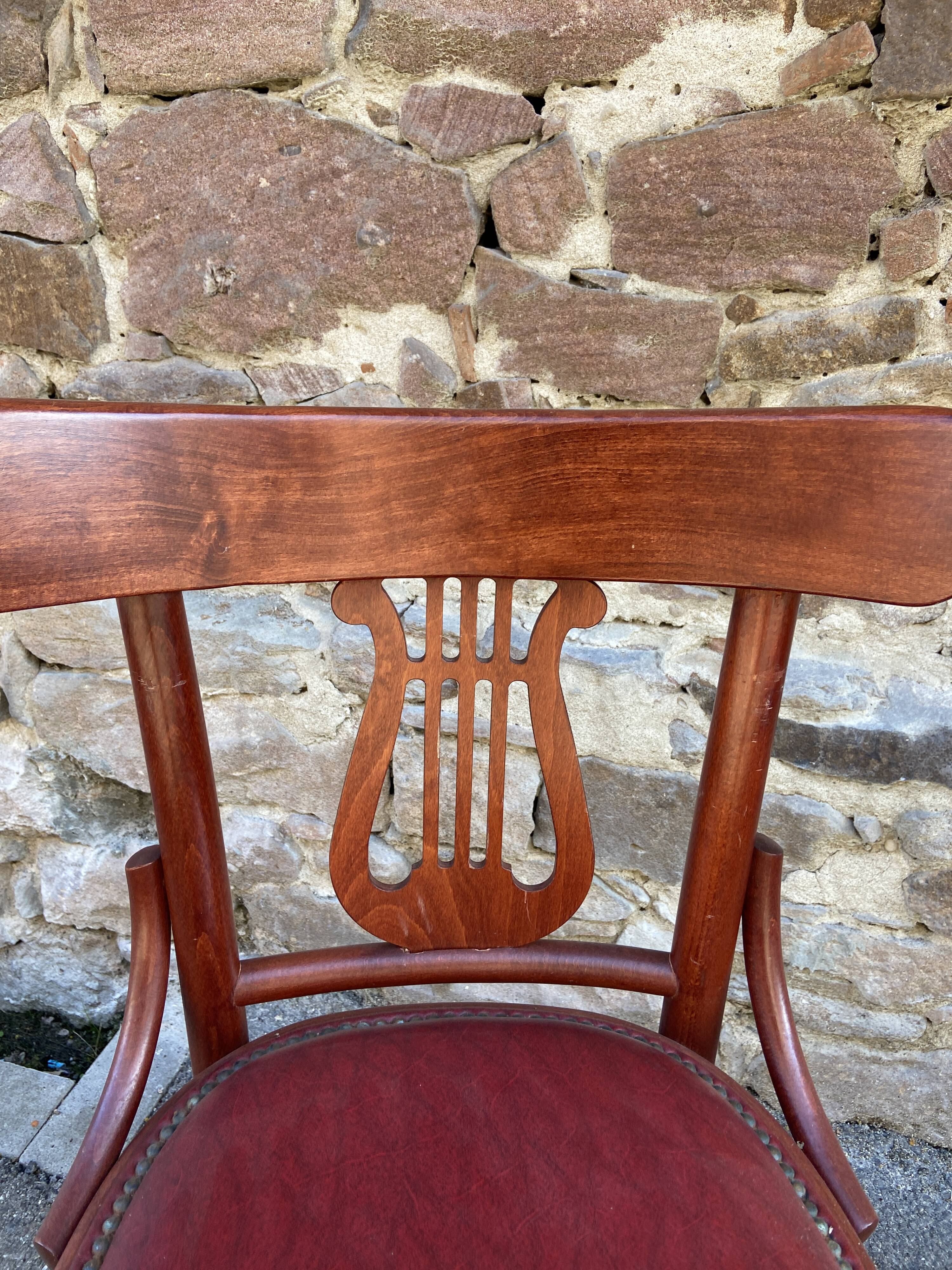 2 Chaises bistrot style Baumann simili cuir vintage 80s café Paris Montmartre
