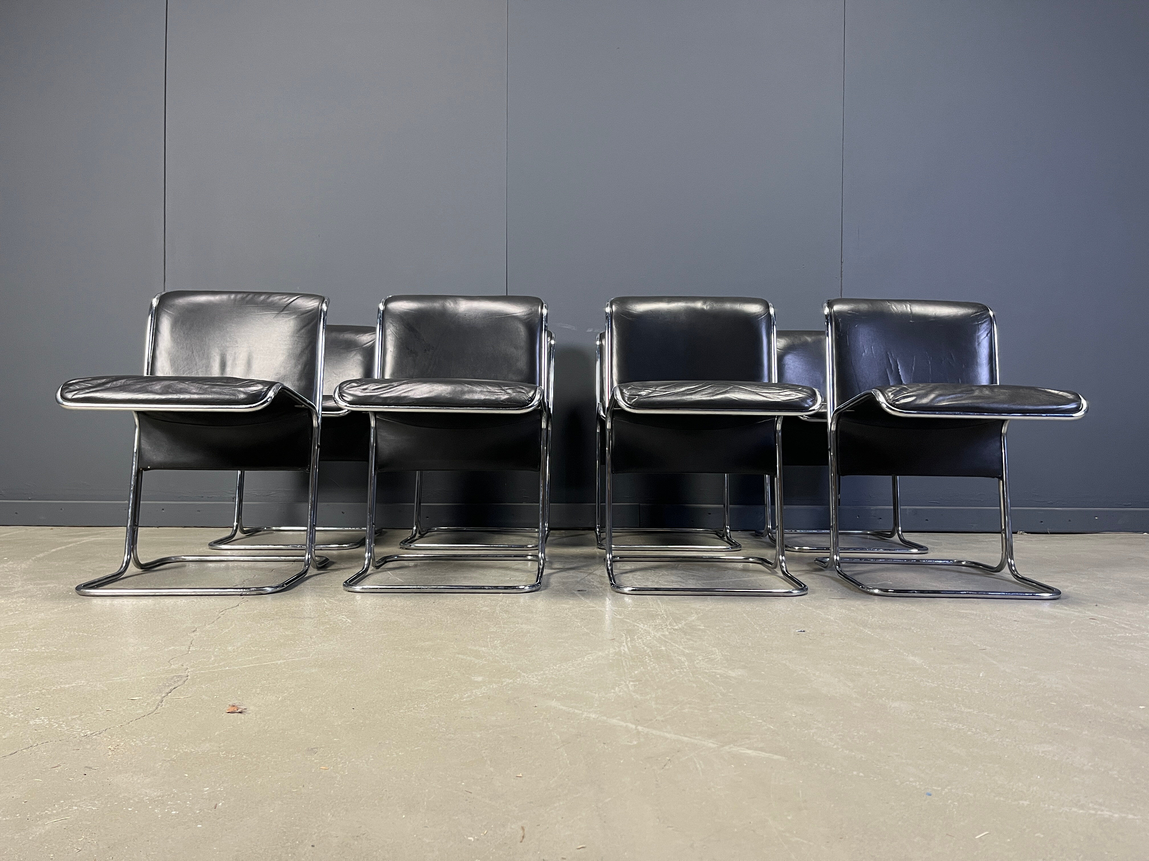 Set of 8 Calla chairs by Antonio Ari Colombo dining chairs, 1970s
