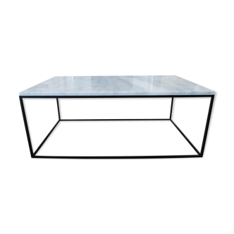 Table basse rectangulaire en marbre blanc de carrare 100x50