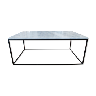 Rectangular coffee table in white carrara marble