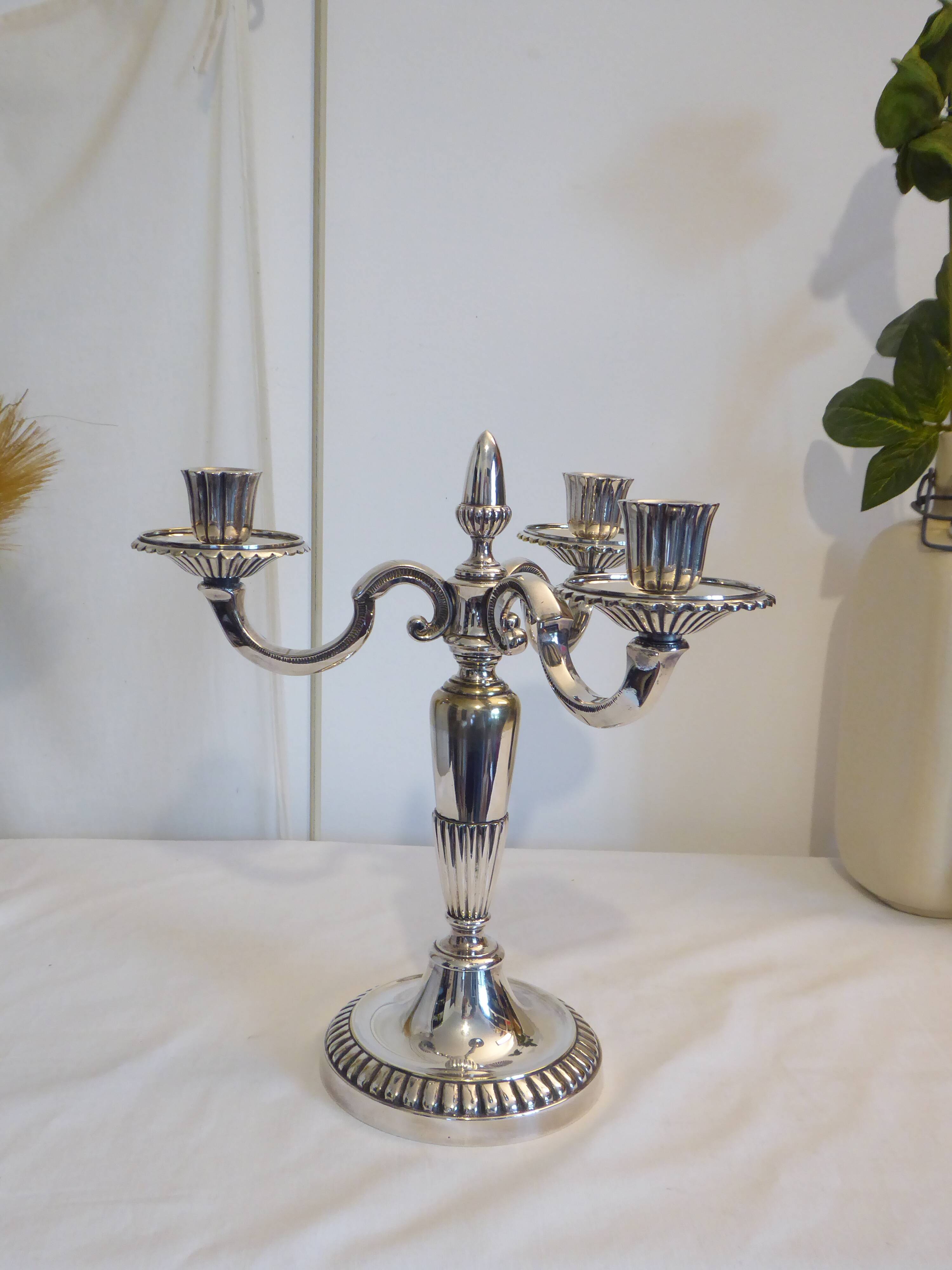 Silver metal candelabra