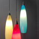 Vintage 3 glass pendant lights by Vistosi, 1970s