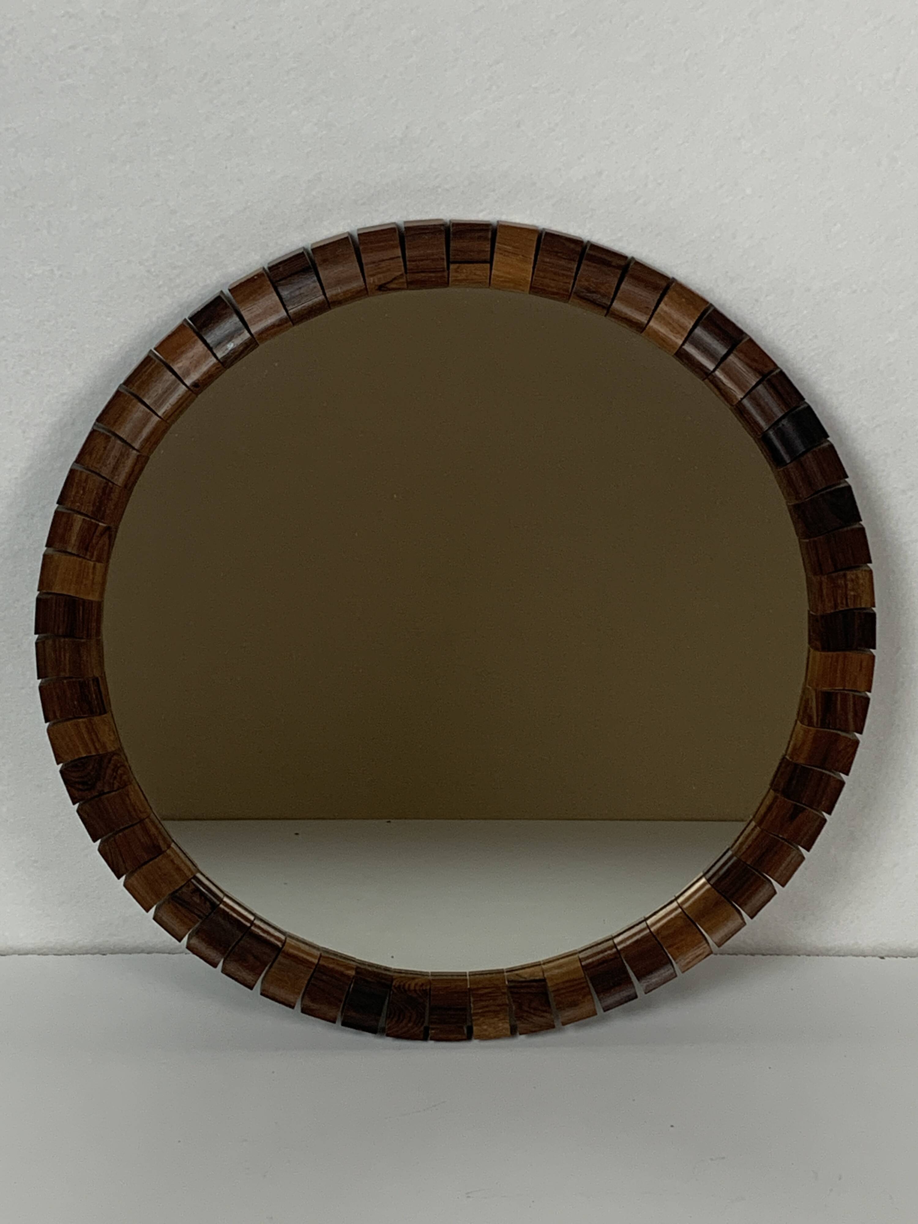 Pair of Danish midcentury teak rosewood cube mirrors, 1960s