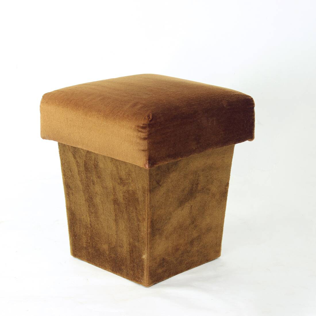 Tabouret vintage en velours marron, Tchécoslovaquie 1960