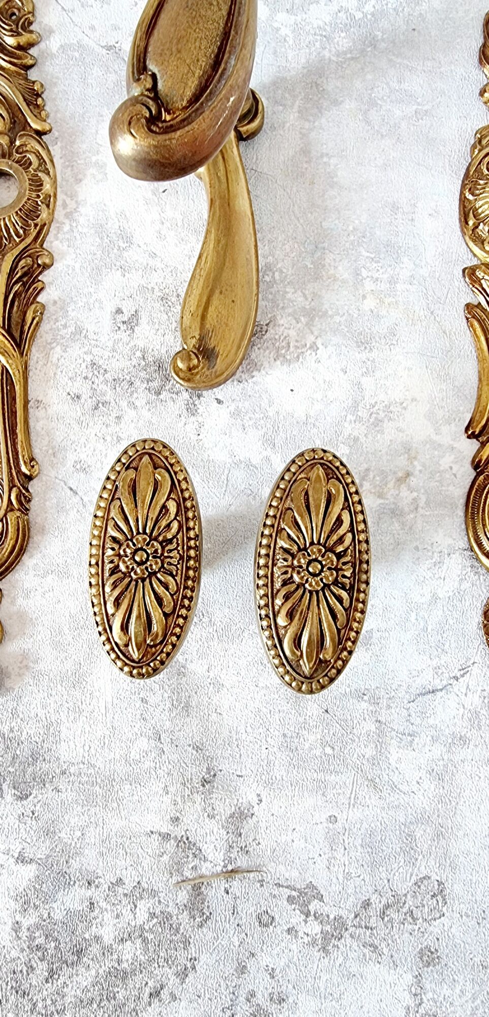 Door handle hardware and 2 French bronze furniture handles