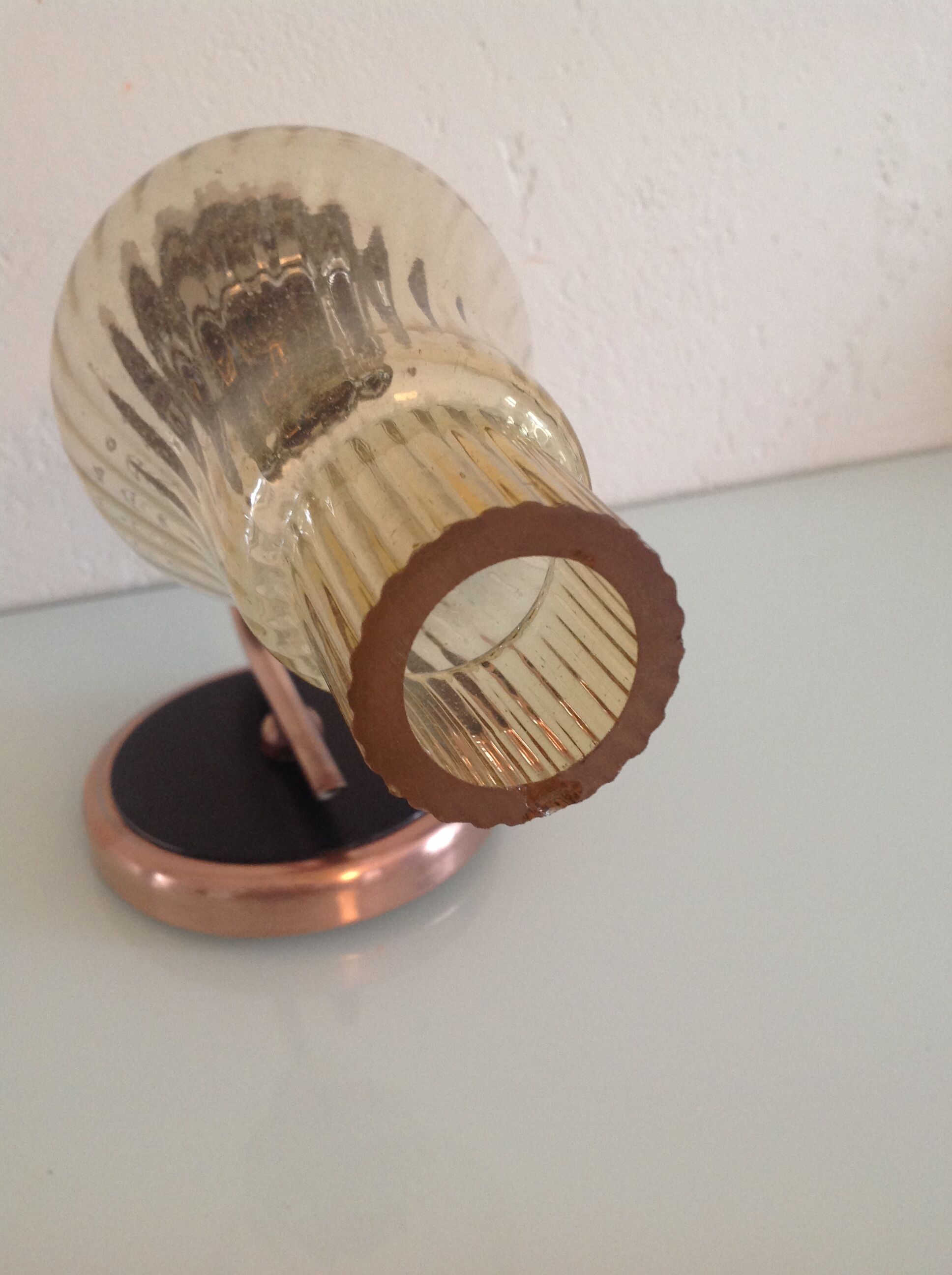 Vintage brass wall and smoked glass