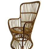 Ensemble de deux fauteuils en rotin du milieu du siècle par Bonacina 1950 Design