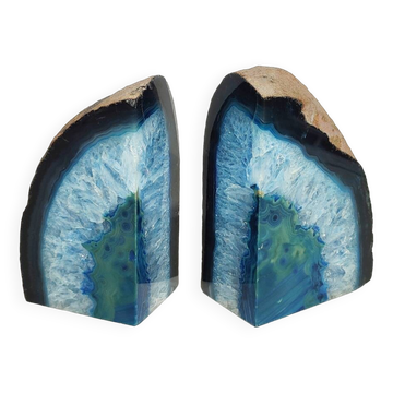 Sujetalibros de ágata azul. Brasil, 1990s.