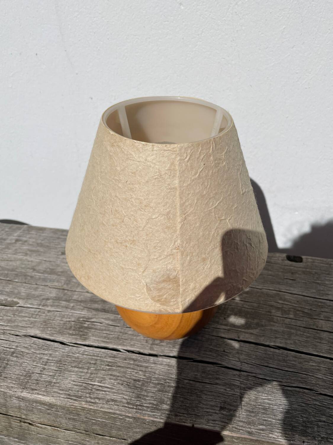 Vintage beige wooden ball lamp