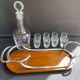 Liquor cabaret - Art Deco - Blown and cut crystal, mahogany or ebony macassar and stainless steel