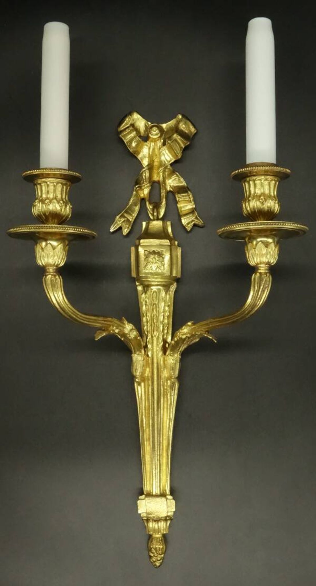 Pair of large sconces with Louis XVI style knots, late 19th century - bronze