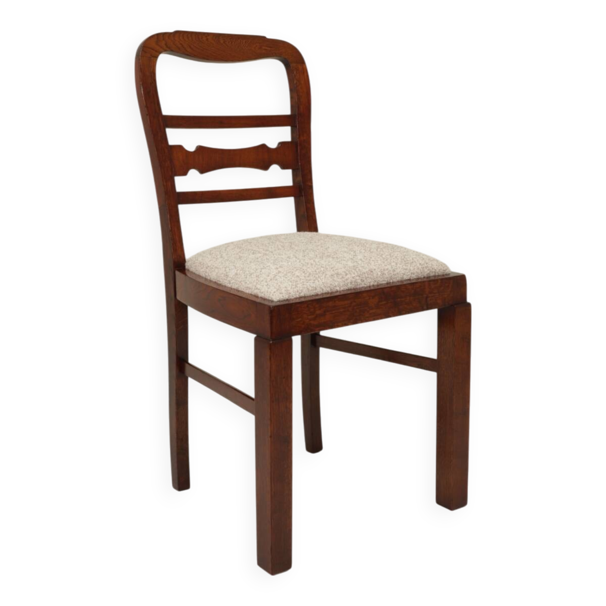 Art Deco chair beige fabric rustic oak 1950