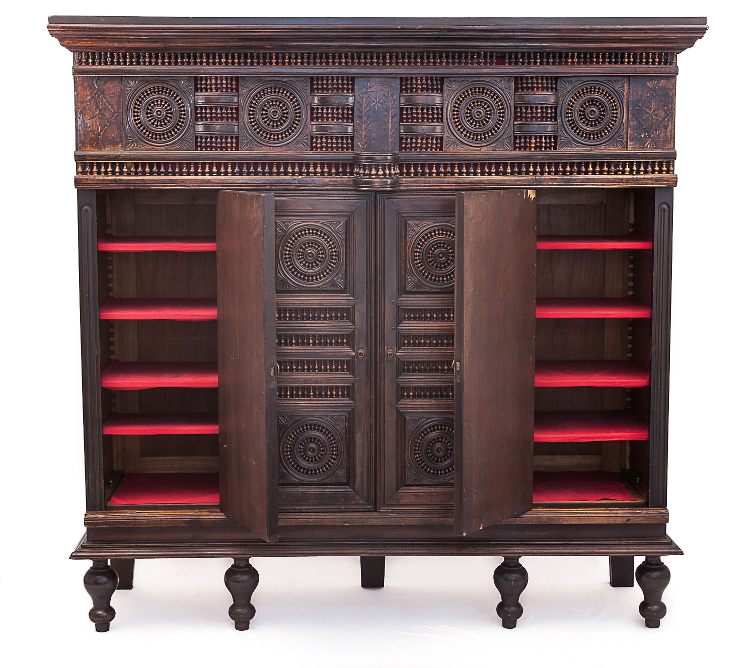 Vintage neo-breton sideboard in solid oak, 1880