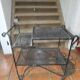 Perforated wrought iron rolling dessert trolley