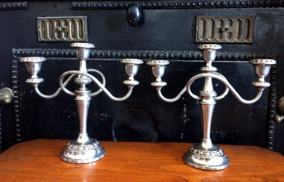Pair of Victorian chandeliers in Silver Metal English