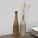 70s woven wicker rattan bottle