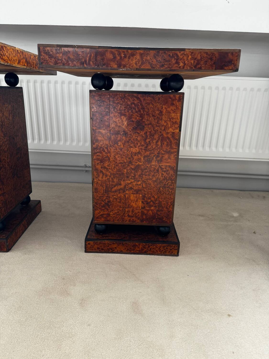 2 marquetry side tables