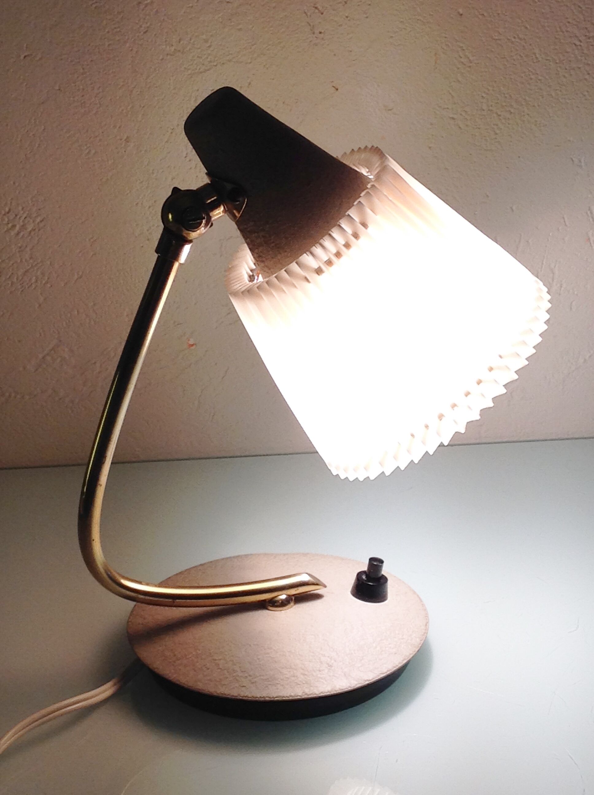 Bedside lamp with pleated day blinds, vintage 60