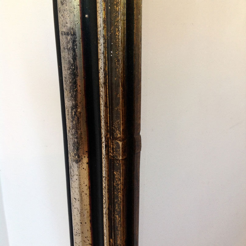 Miroir Louis-Philippe noir et doré - 73 X 52 cm