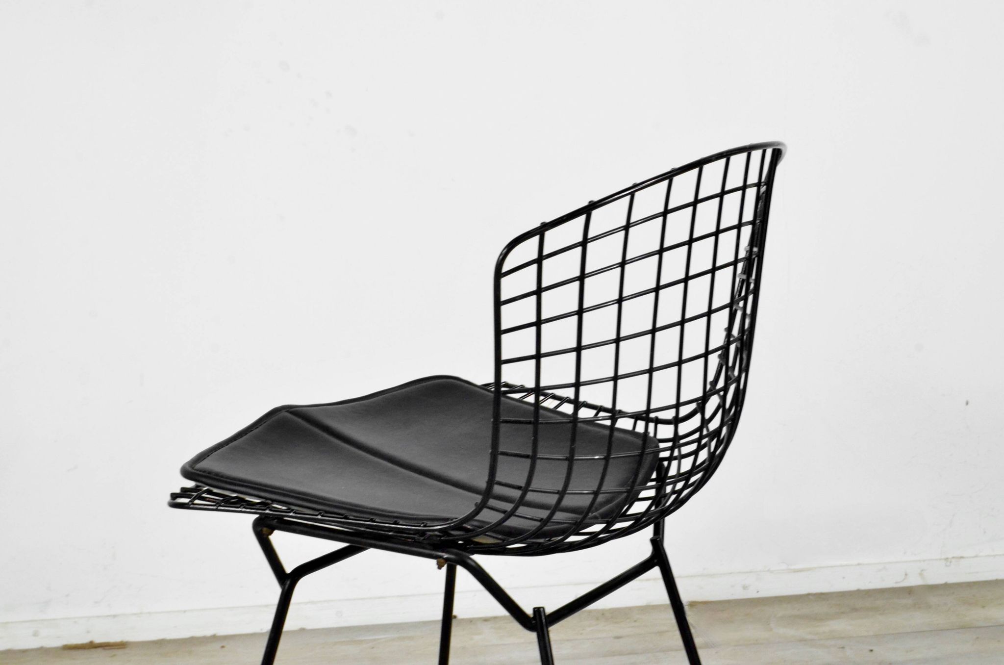Pair Of Bertoia Chairs In Black Steel By Harry Bertoia, 1970s