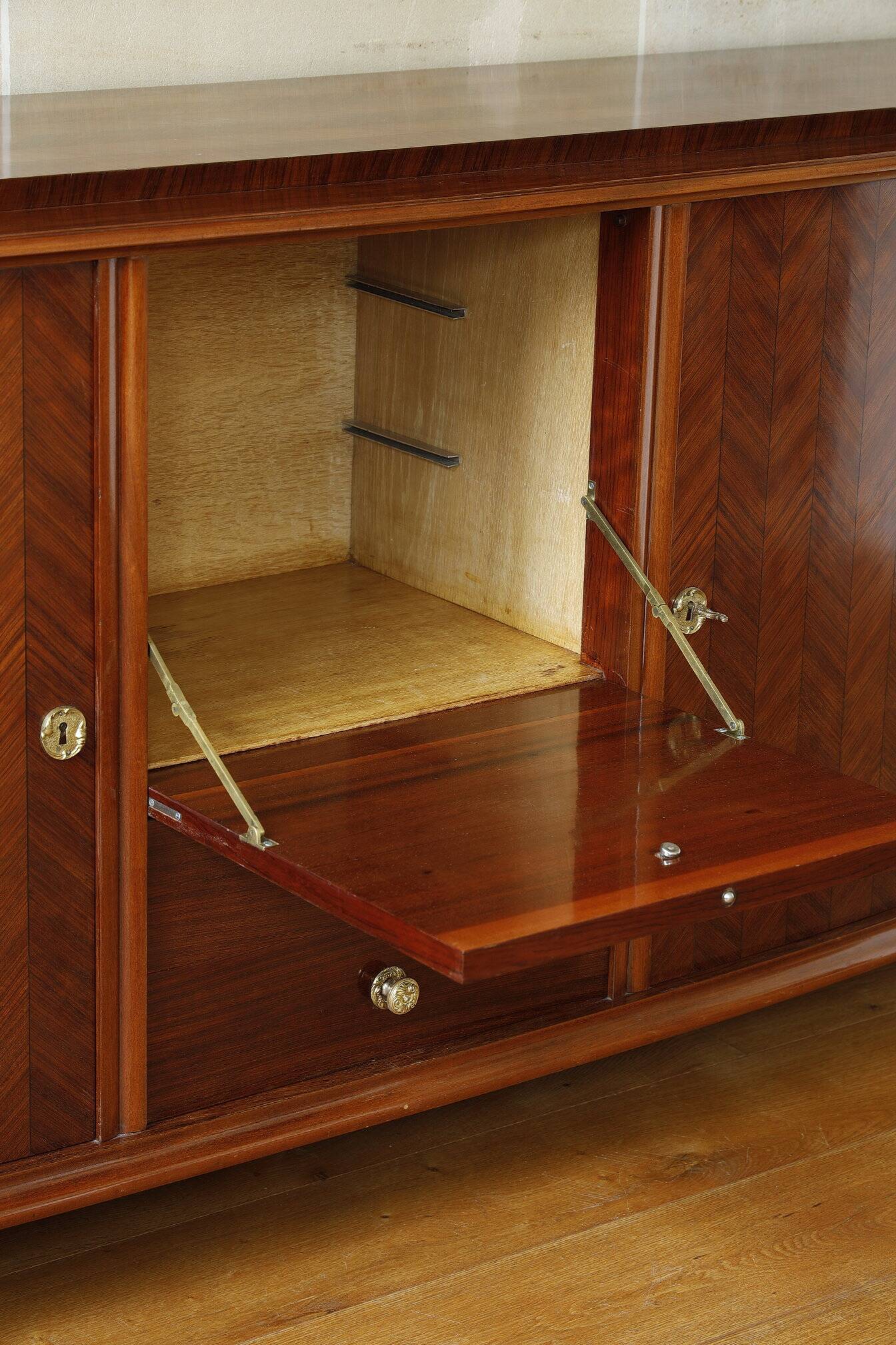 Rosewood and rosewood sideboard in the style of Jules Leleu