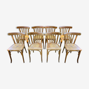 Set of 8 vintage bistro chairs 1950