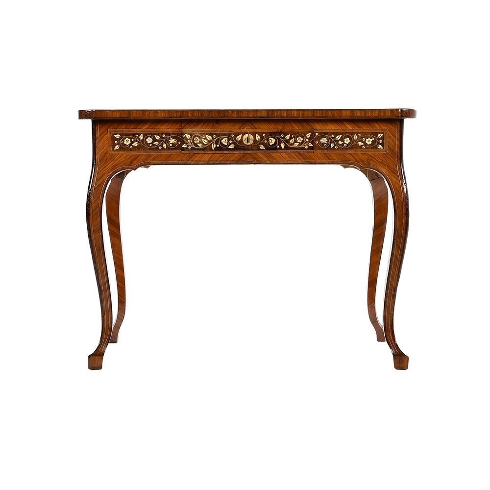 Writing table in ivory and precious wood marquetry