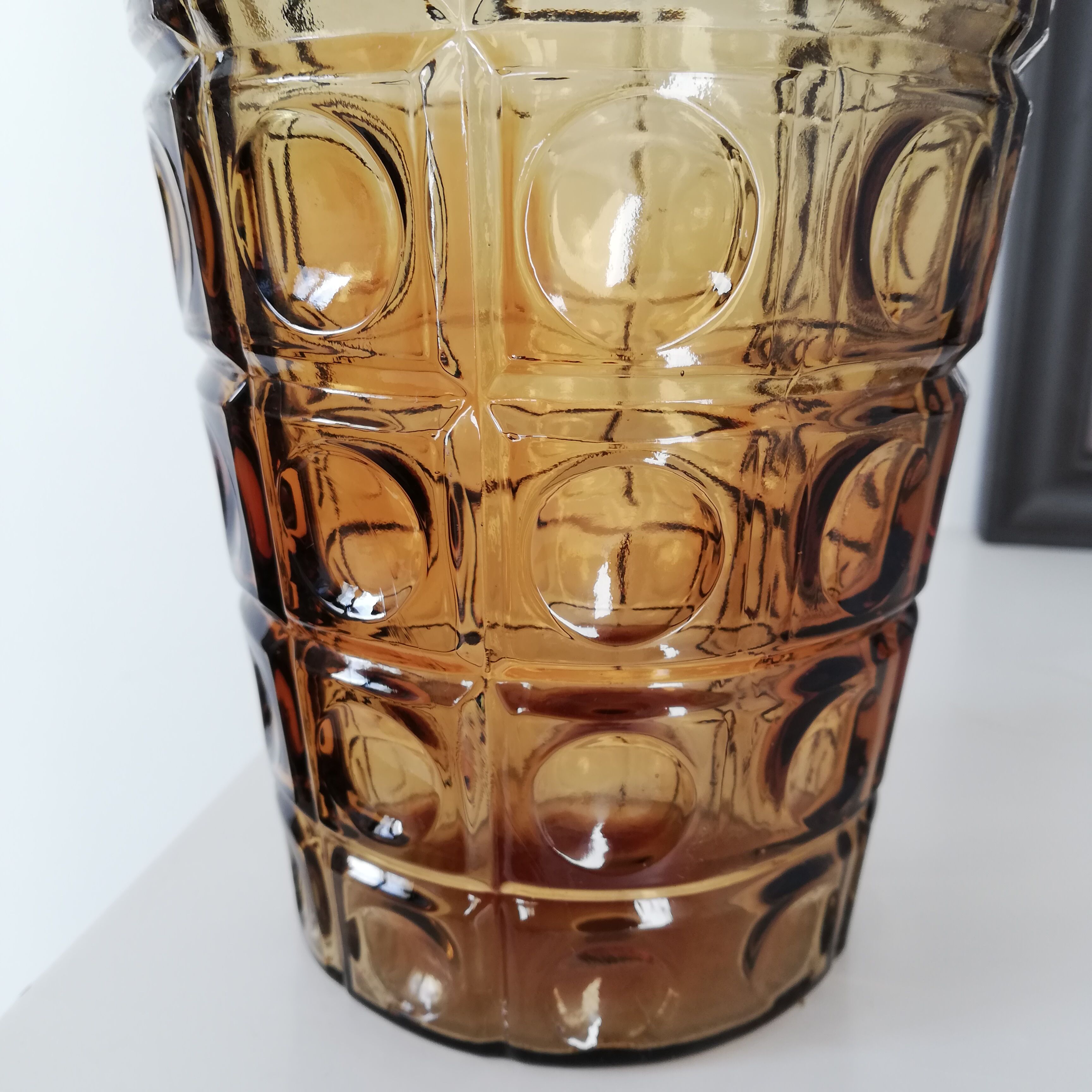 Amber yellow glass vase