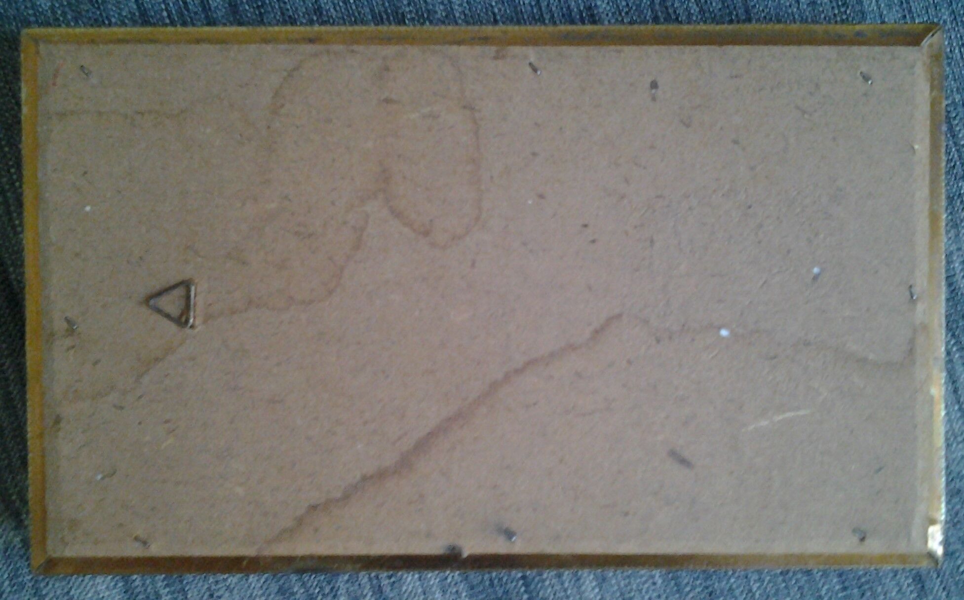 Vintage mirror in brass and wood 15x25cm