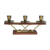Vintage teak and metal candleholder, 60's