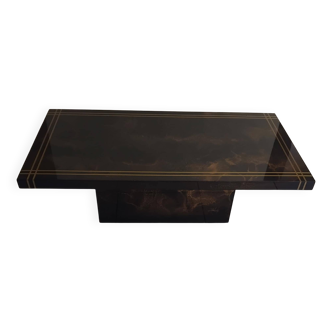 Table basse rectangulaire 70's à décor solaire