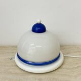 Vintage glass blue and white wall lamp sconce , 1970s