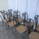 Set of 8 Vintage Gray Bentwood Dining Chair: Thonet Style Cane Seat