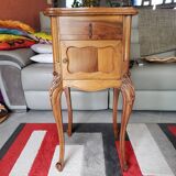 Antique walnut and marble bedside table