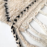 Moroccan Berber carpet blessed ouarain ecru with black abstract diamonds 154x116cm