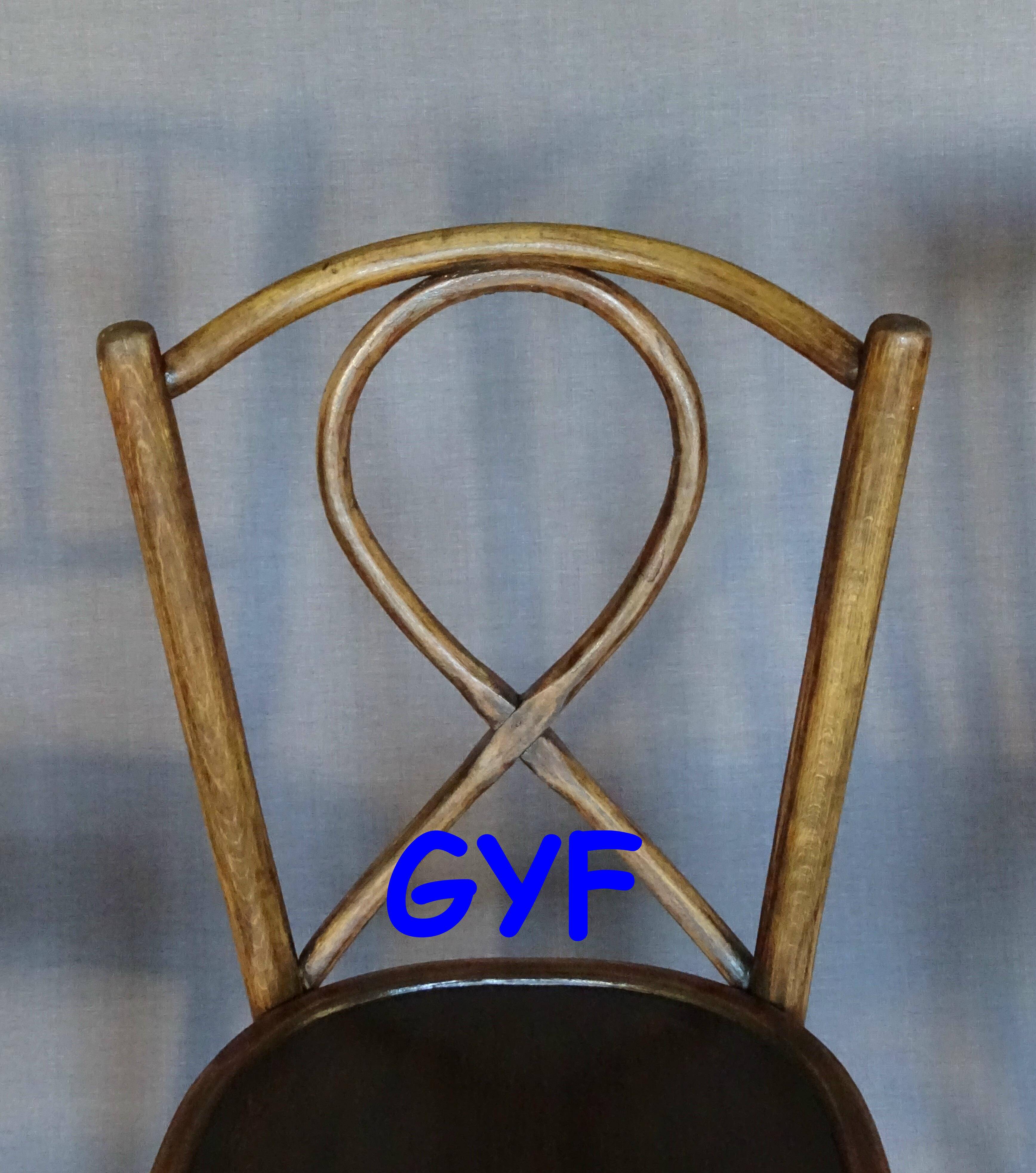 Set of 4 bistro chairs, wooden seats 1925