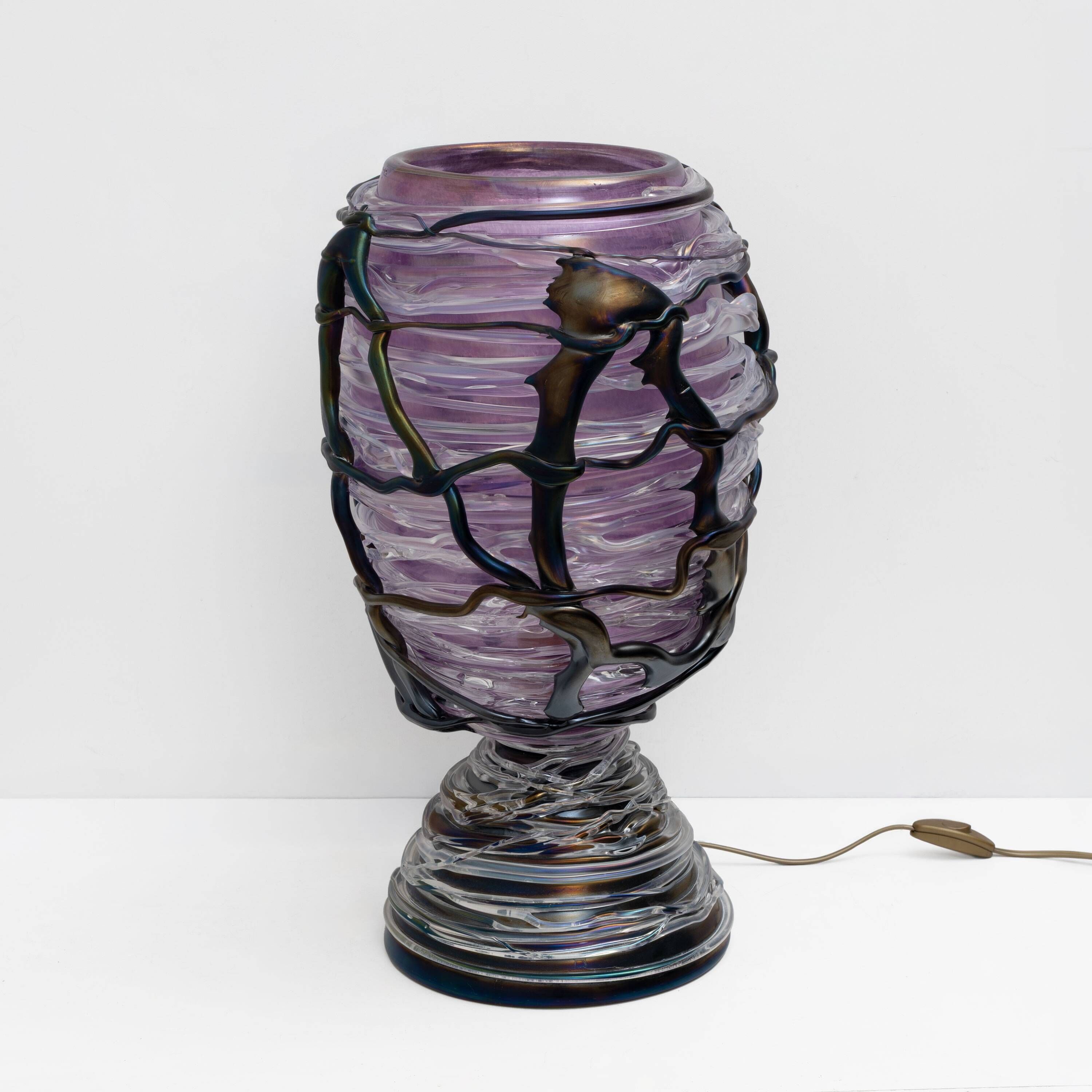 Exceptional Sculptural Murano Glass Table Lamp, Unique Piece, 1990