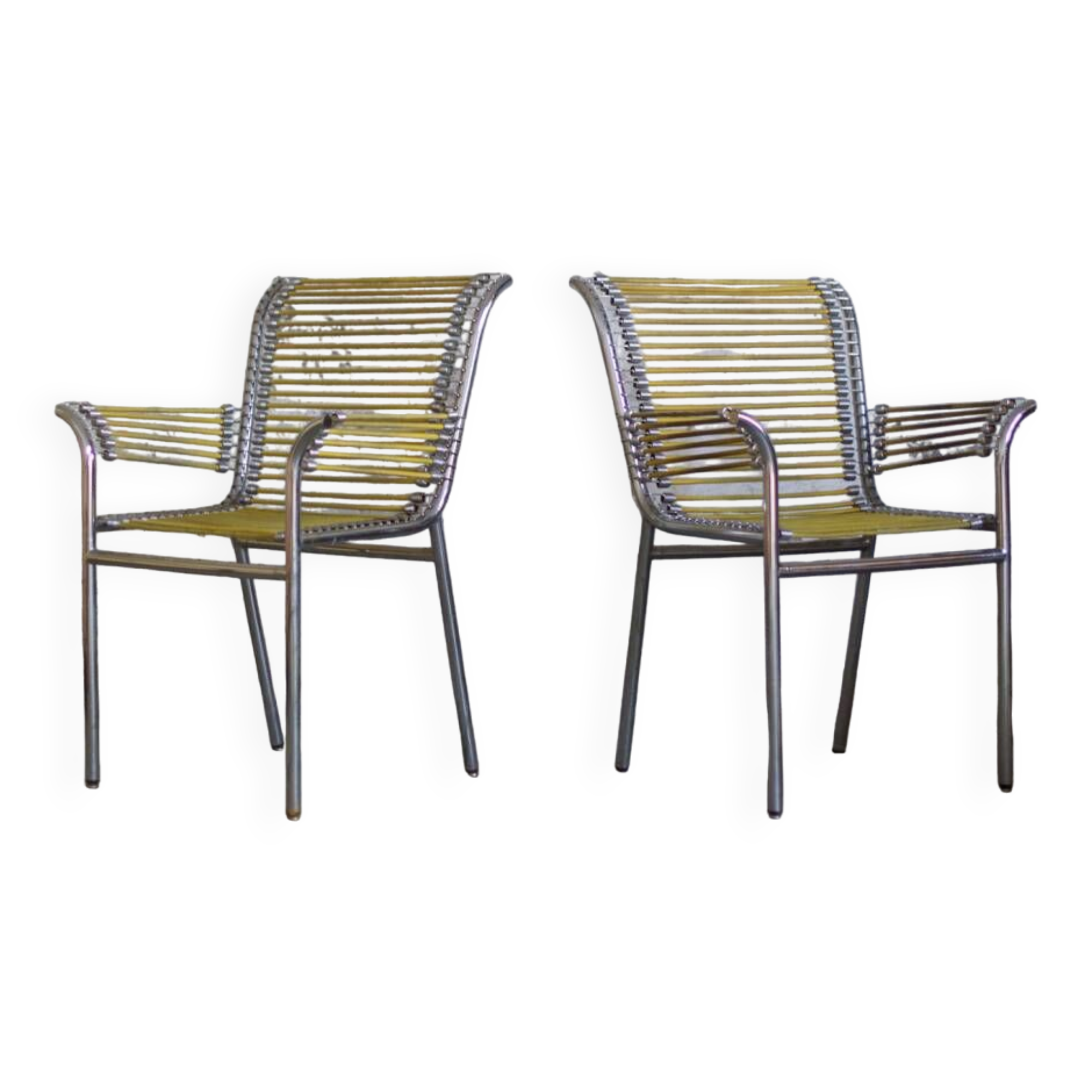 Two Rene Herbst Infabrica style Bungee armchairs