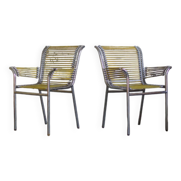 Two Sandows armchairs in the style of Rene Herbst Infabrica.