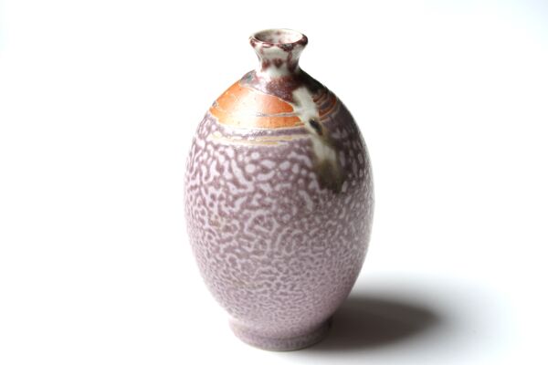 Vase mauve en grès signé, années 70