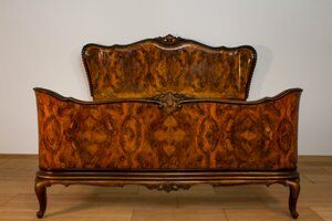 Rounded Walnut Burl Double Bed, 1950s
