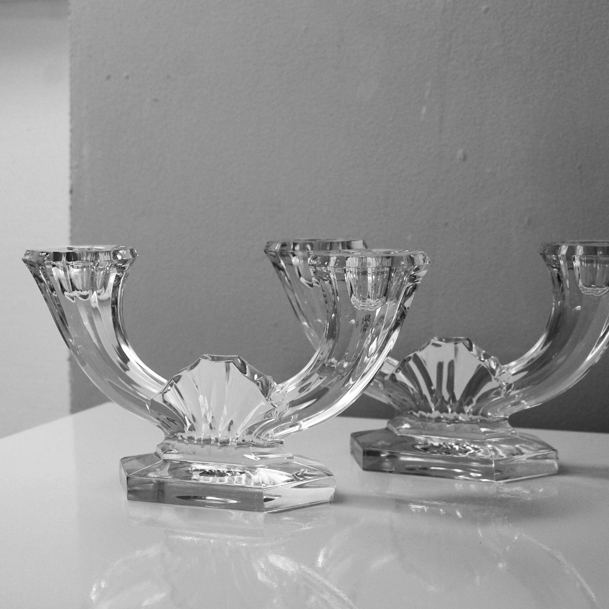 Pair of 50s crystal candlesticks