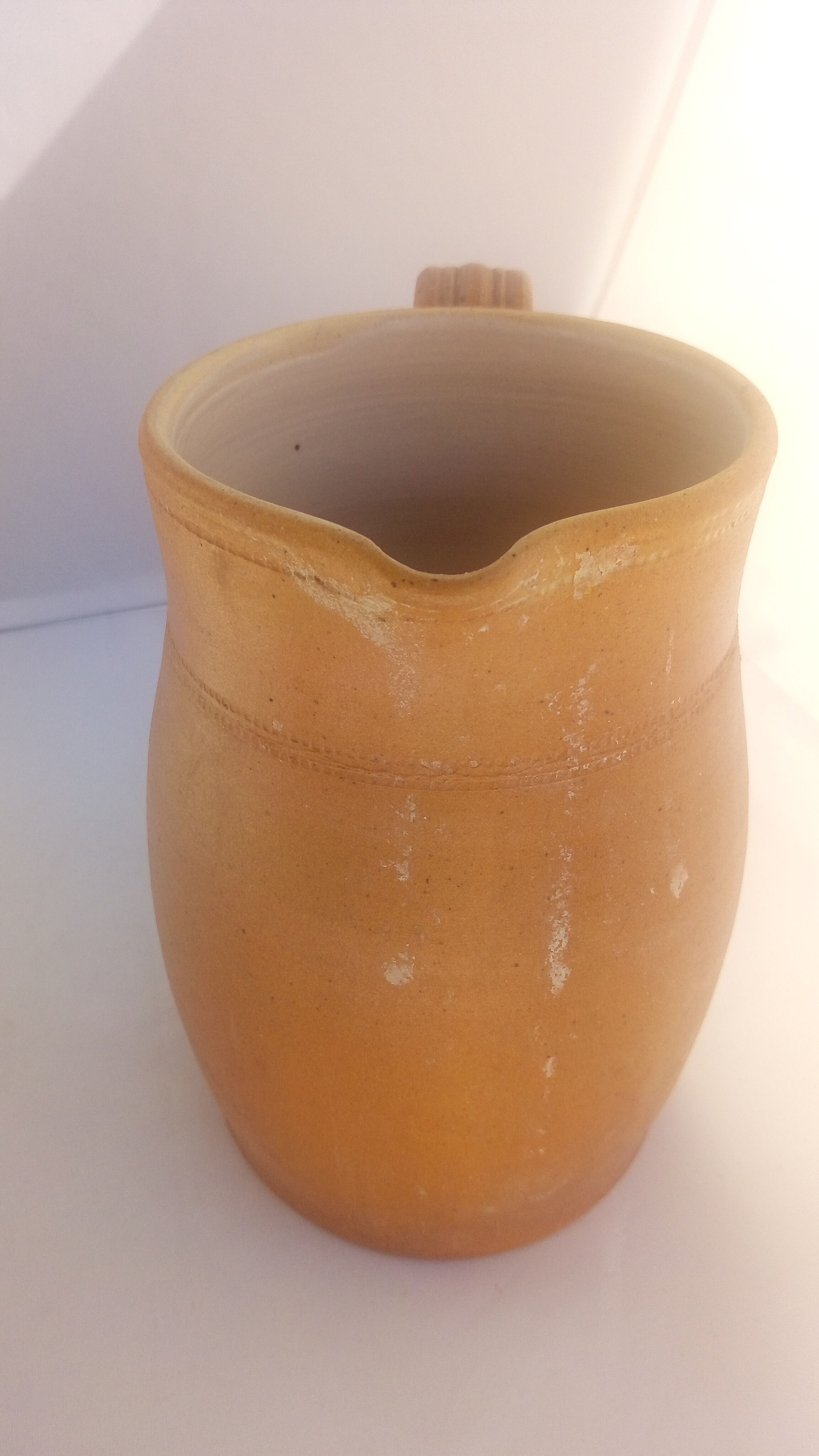 Large water pitcher in matte sandstone